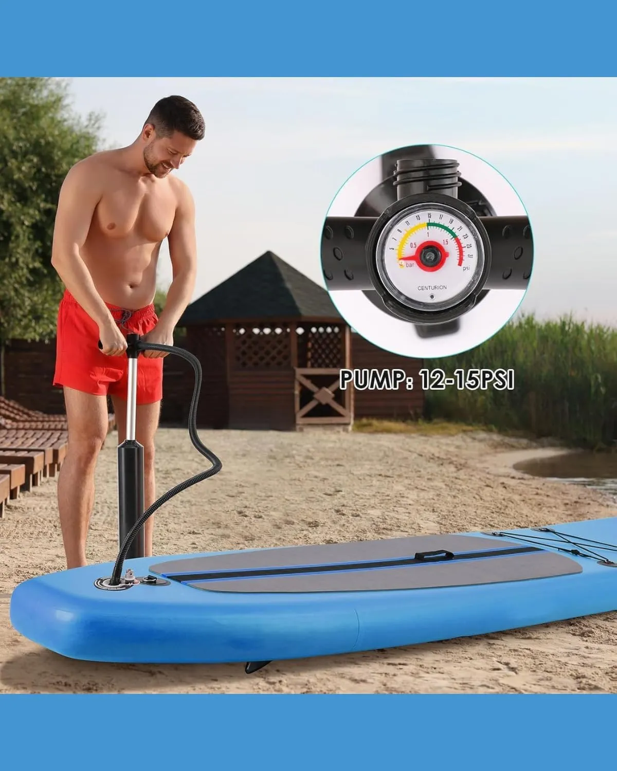10FT Stand Up Paddle Board, Inflatable Paddleboard with SUP Accessories & Carry Bag, Paddle, Hand Pump, Non-Slip Deck, Repair Kit,Leash, 400LBS