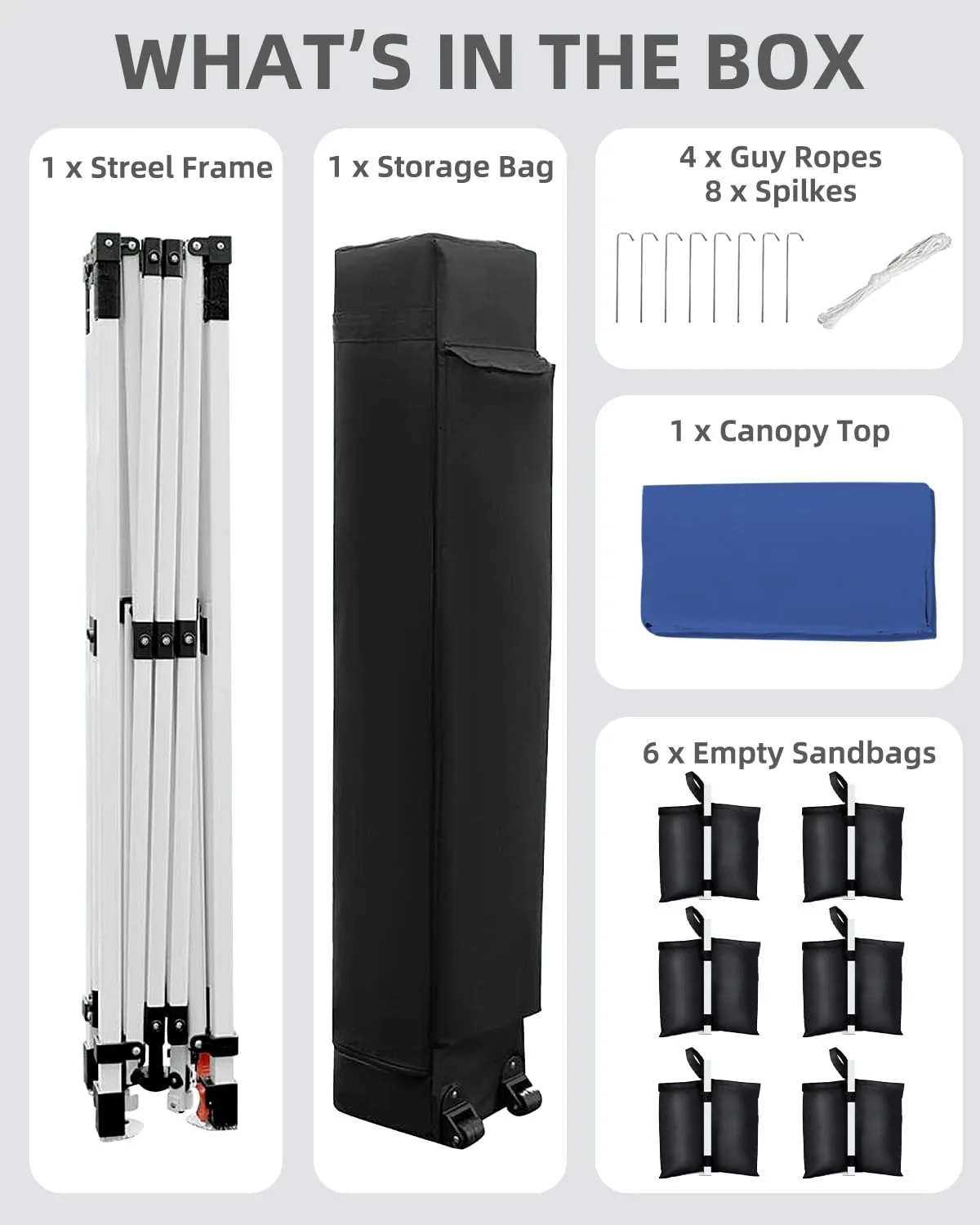 10x20 Pop Up Canopy - Easy Up Camping Tent with One Roller Bag, 3 Adjustable Height, 4 Weight Bags for Deck, Garden, Sports, Beach, Party - Blue