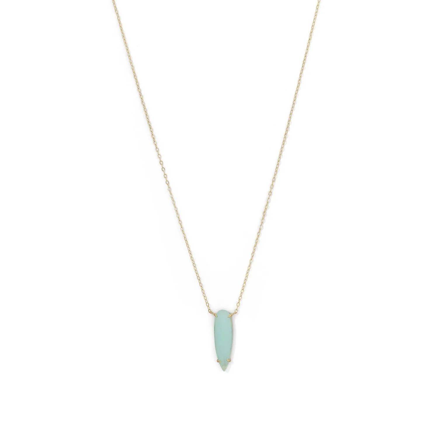 14 Karat Gold Plated Green Glass Drop Necklace