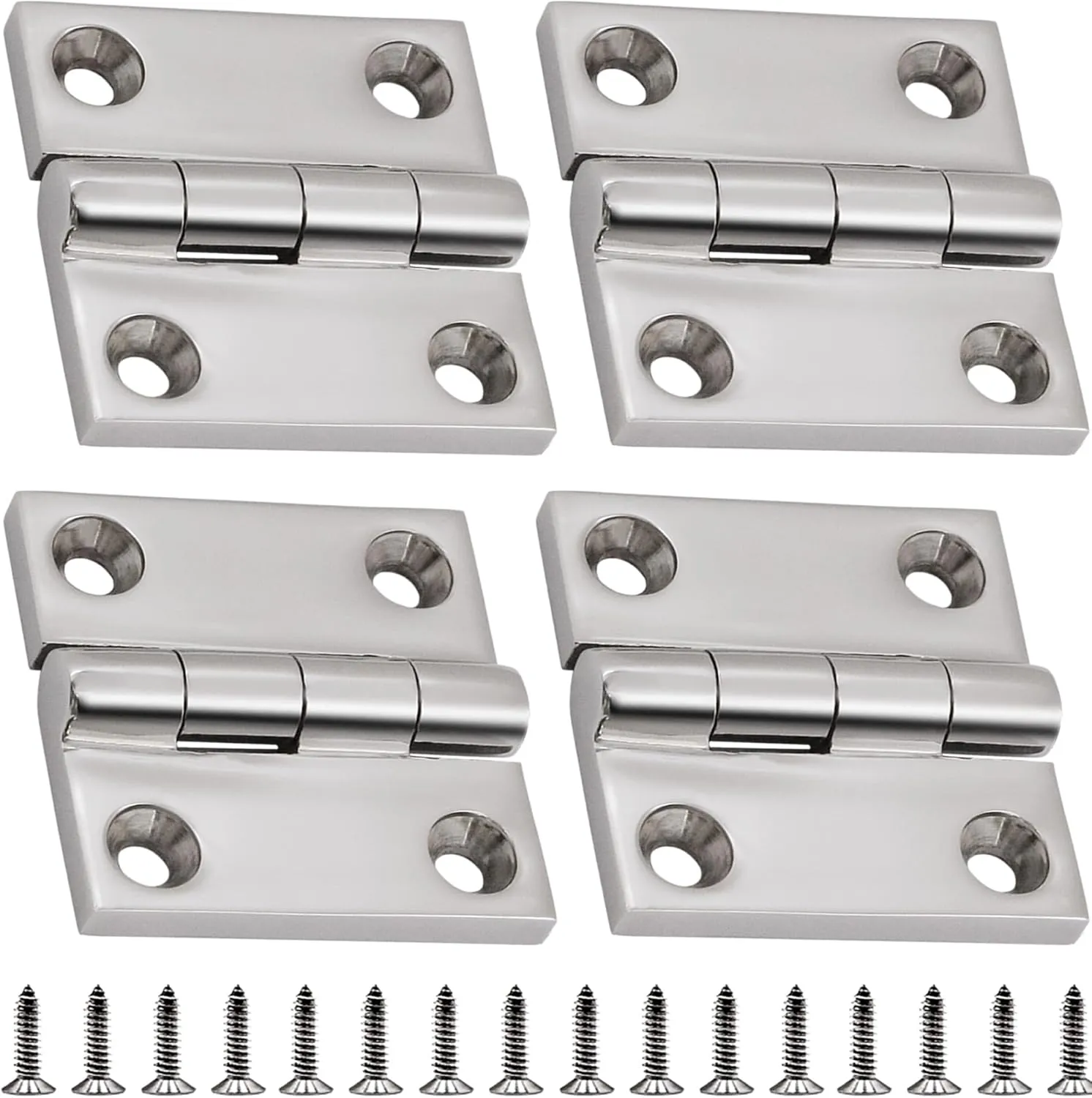 316 Stainless Steel Hinges Marine Grade 2" x 2" Heavy Duty Boat Hatch Hinge (50 mm X 50 mm) 4 Pack Casting Cabinet Door Hinge with Screws