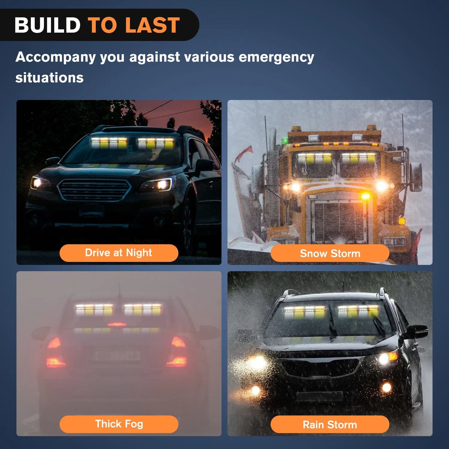32LED Amber White Emergency Dash Strobe Lights with Controller Suction Cups