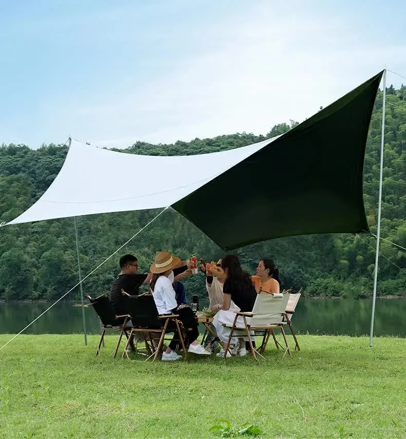 400x300cm 2-3 Person Octagonal Camping Tent Tarp | Waterproof | UV Protection | Sunshade Canopy Shelter | Camping | Hiking | Picnic