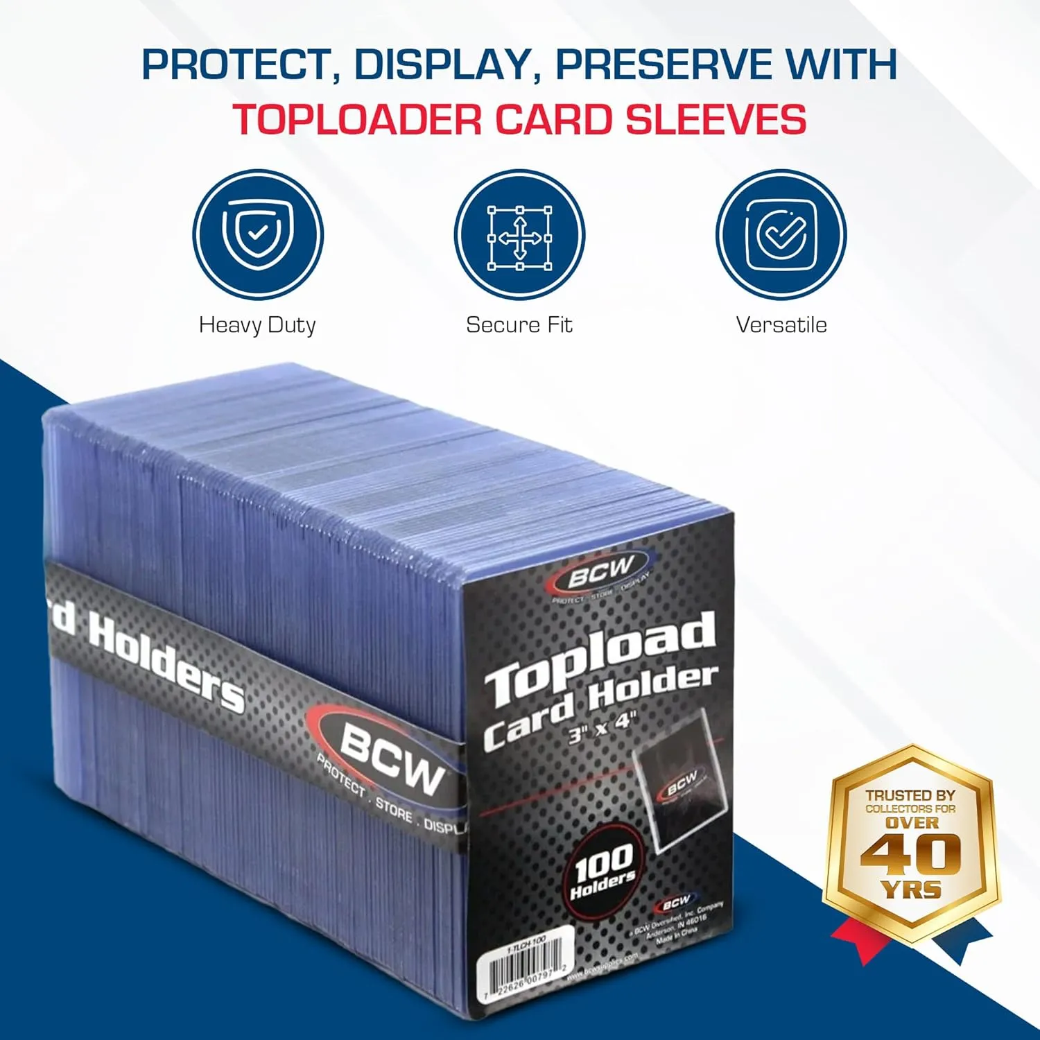 BCW 3x4 Standard Topload Card Holders | 100 Pack | Rigid Toploaders for Cards | Standard Trading Card Toploaders for Baseball, Pokmon, MTG, Sports Cards | Holds Up to 20 pt