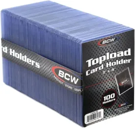 BCW 3x4 Standard Topload Card Holders | 100 Pack | Rigid Toploaders for Cards | Standard Trading Card Toploaders for Baseball, Pokmon, MTG, Sports Cards | Holds Up to 20 pt