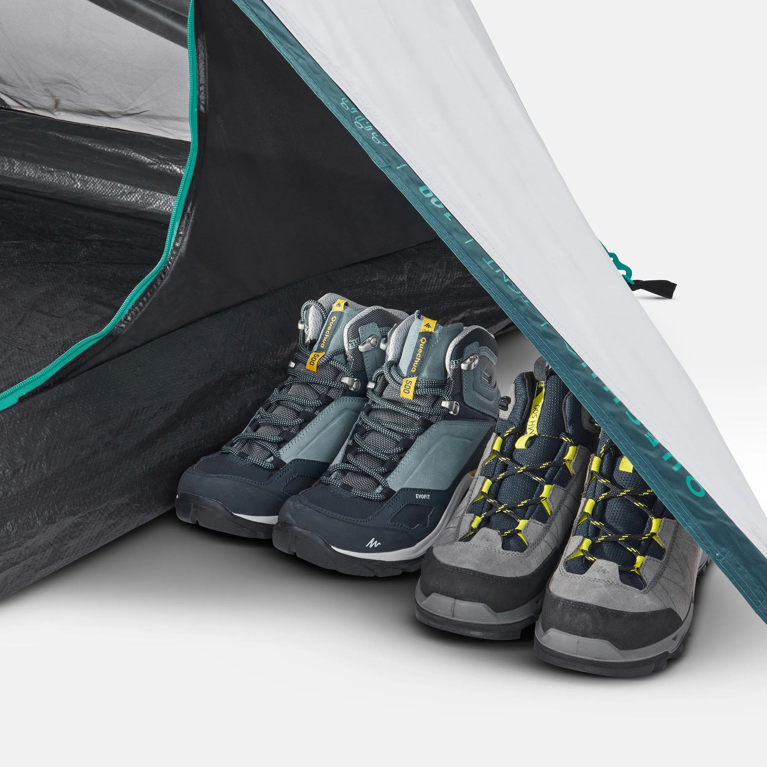 Camping tent Quechua MH100 Fresh&Black 3-person, white/gray