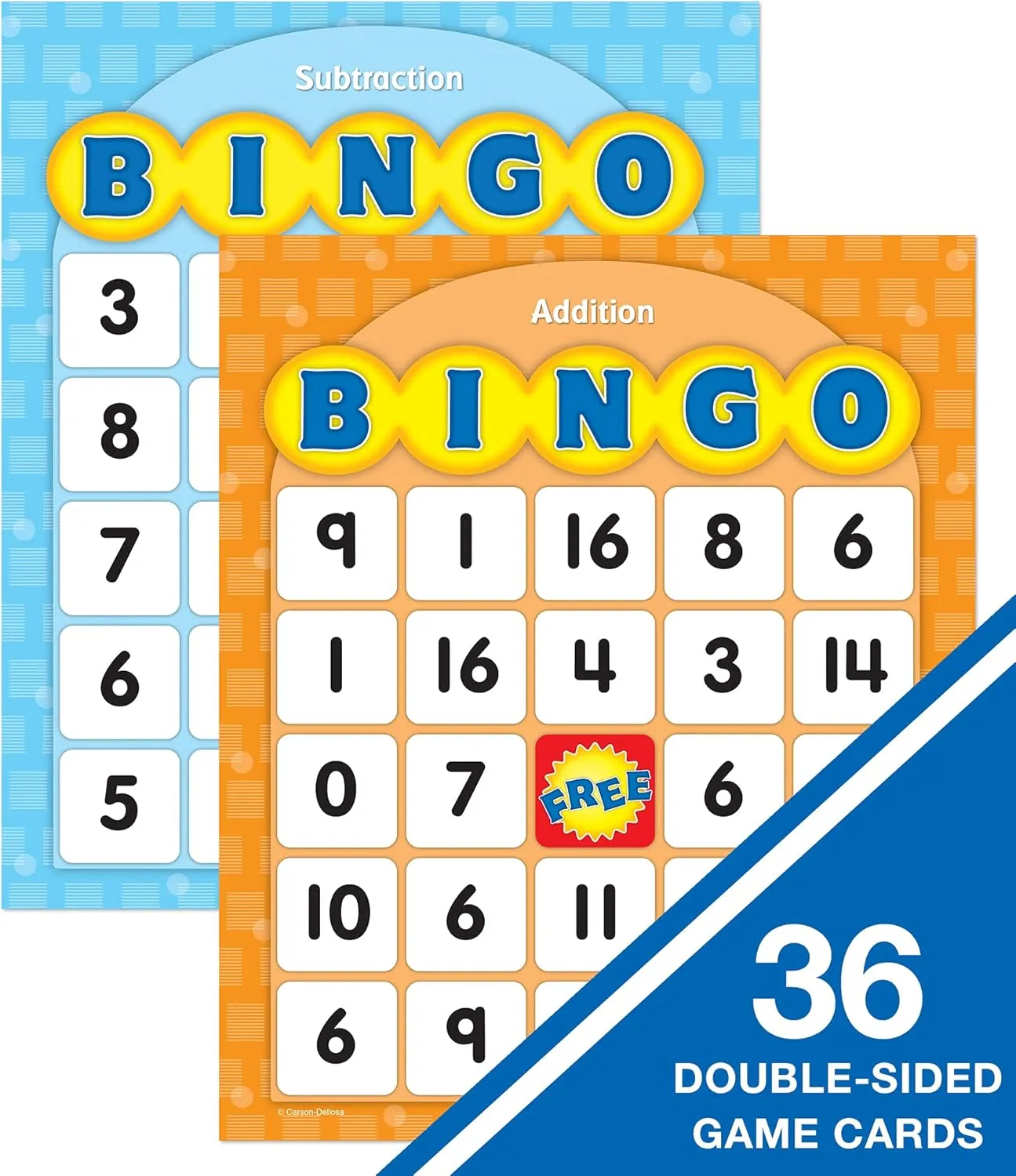 Carson Dellosa Addition and Subtraction Bingo Board Games, Adding and Subtracting Math Facts for Kids Ages 5 , Kindergarten Learning Activities, 3-36 Players