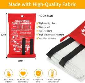 COSHNIBI Fire Blanket Emergency Fire Blanket for Home & Kitchen High Heat Resistant Fire Suppression Blankets Fiberglass Fire Blanket 2 Pack, White, L-XCP202-2