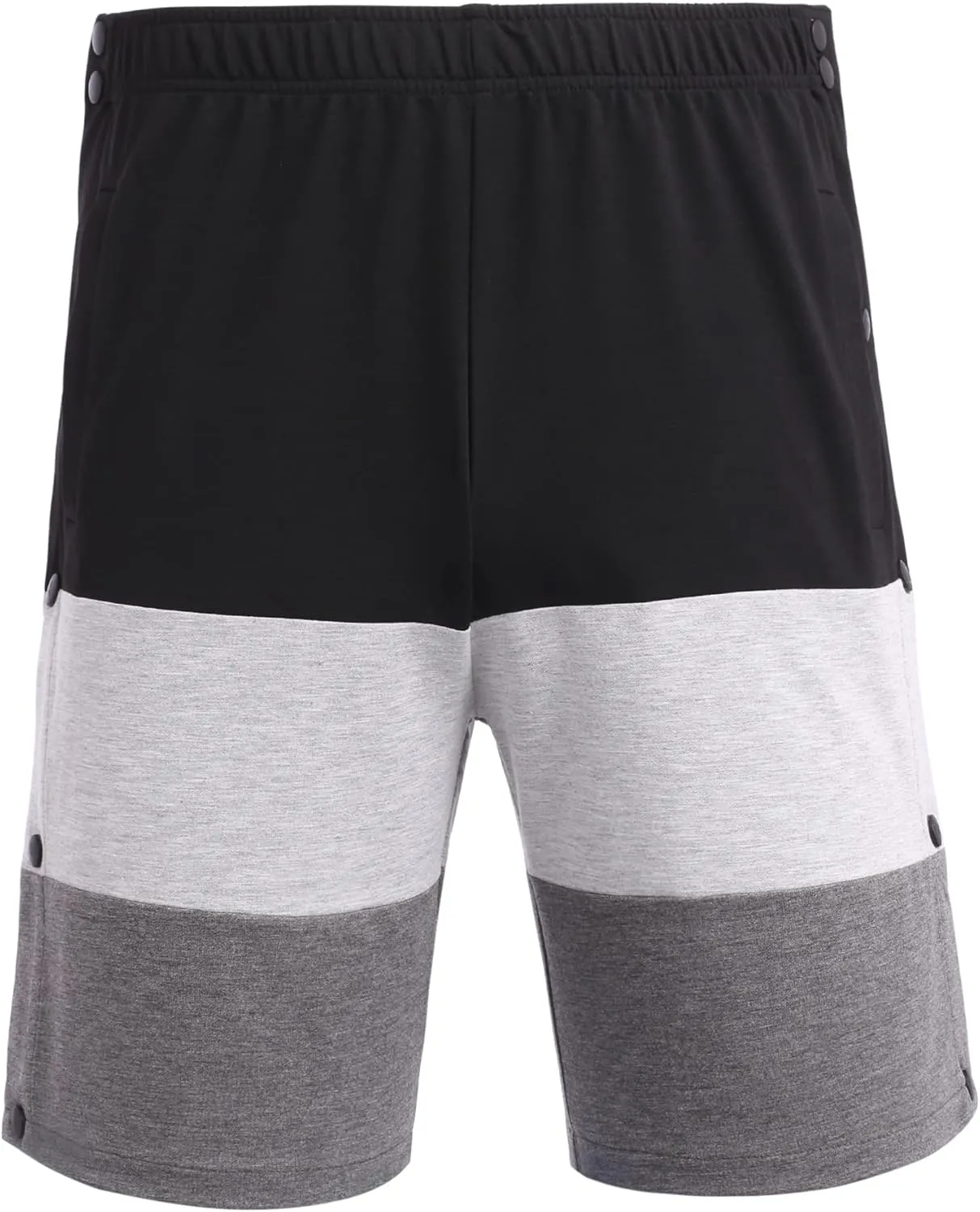 Deyeek Mens Tear Away Shorts Post Surgery Recovery Side Snap Shorts Color Block Cotton Break Away Pants with Pockets