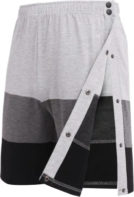 Deyeek Mens Tear Away Shorts Post Surgery Recovery Side Snap Shorts Color Block Cotton Break Away Pants with Pockets