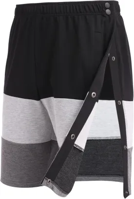 Deyeek Mens Tear Away Shorts Post Surgery Recovery Side Snap Shorts Color Block Cotton Break Away Pants with Pockets