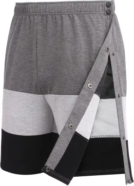 Deyeek Mens Tear Away Shorts Post Surgery Recovery Side Snap Shorts Color Block Cotton Break Away Pants with Pockets