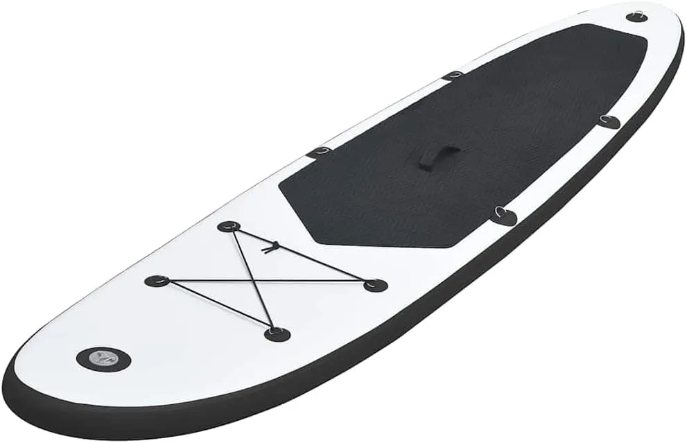 Enjoy Stable Paddling with Inflatable Stand Up Paddleboard Set, Durable Material, Easy to Inflate, Black and White