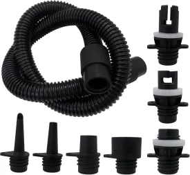 GRABOTE Paddle Board Pump Adapter Hose, Sup Pump Adaptor Kit w/ 7 Air Valve Nozzles and 3.3 Ft Hose, Electric Hand Air Pump Accessories Fit for Inflatable Stand Up Paddle Board/Boat/Tent/Pool/Mat