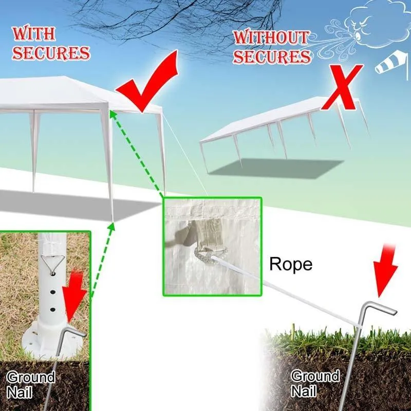 GrandShoppersHub  10' x 30' Heavy Duty Party Tent Waterproof Outdoor Canopy Tent with 5 Removable Sidewalls for Weddings Events & Commercial Use