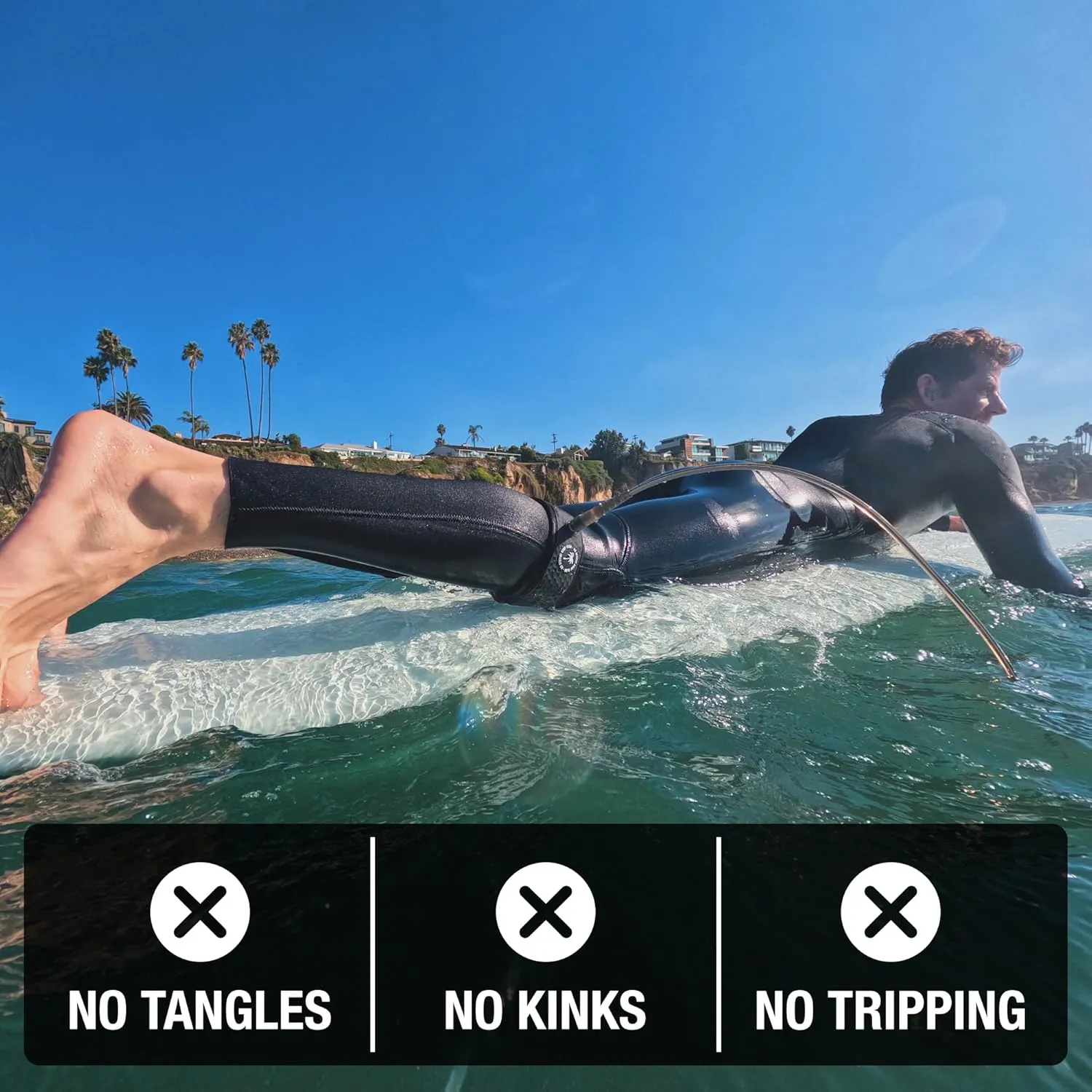 Ho Stevie! Longboard Calf Leash - Noseride Without Tripping - Strong, Light, Tangle-Free, Comfy Anti-Slip Leg Cuff with Key Pocket - 9/10/11 Feet