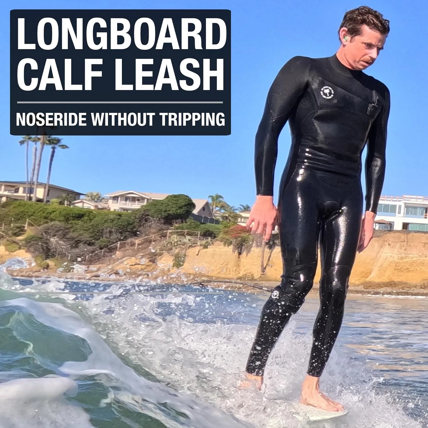 Ho Stevie! Longboard Calf Leash - Noseride Without Tripping - Strong, Light, Tangle-Free, Comfy Anti-Slip Leg Cuff with Key Pocket - 9/10/11 Feet