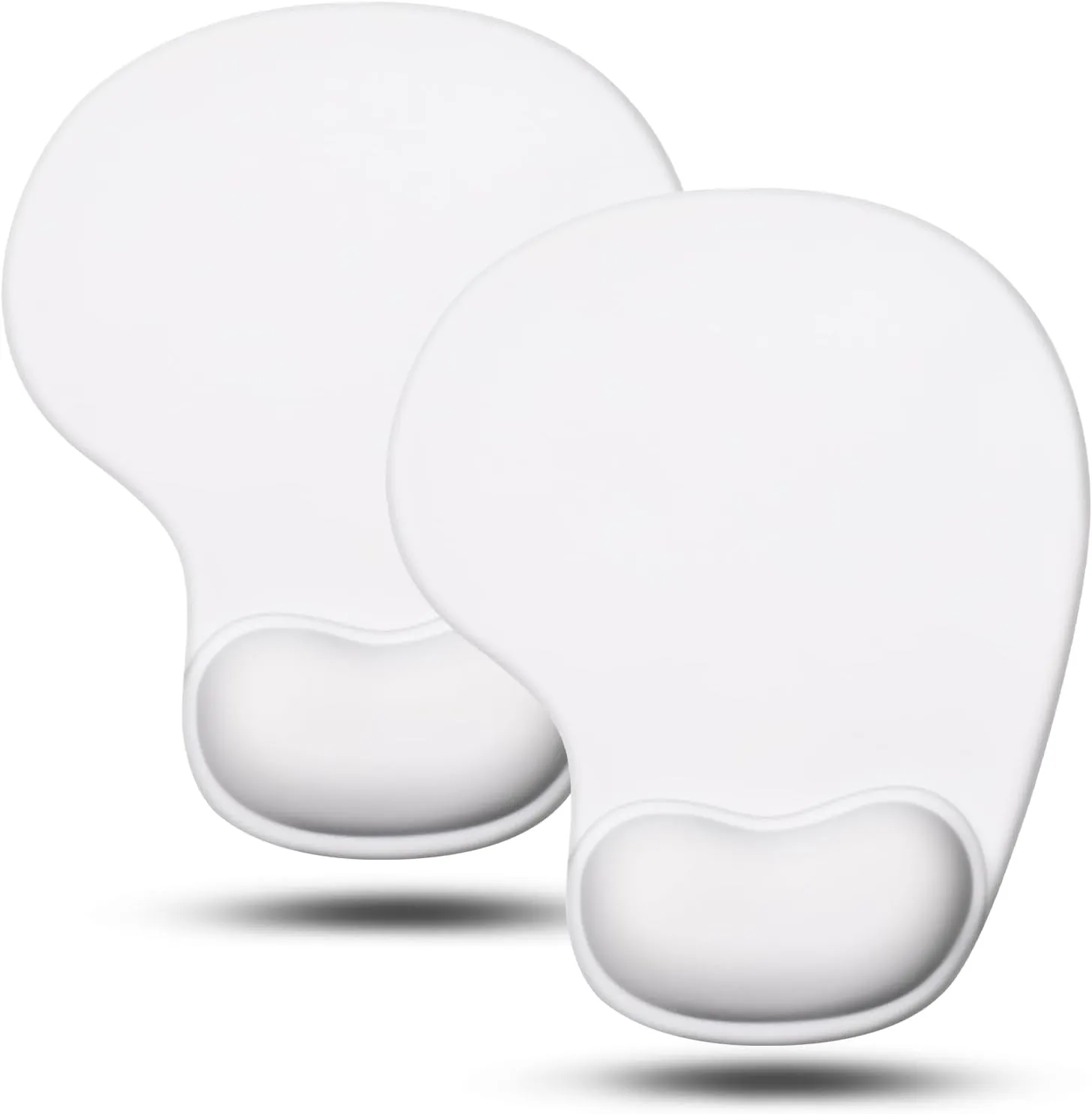 JIKIOU Mouse Pad, 2 Pack Ergonomic Mouse Pads with Comfortable Gel Wrist Rest Support and Lycra Cloth, Non-Slip PU Base for Easy Typing Pain Relief Durable and Easy to Clean Small White