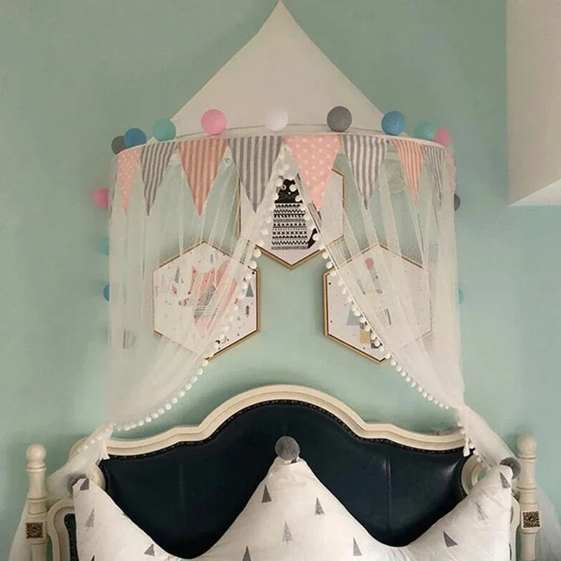 Kids Teepee Tents Children Play House Castle Cotton Foldable Tent Canopy Bed Curtain Baby Crib Netting Girls Boy Room Decoration