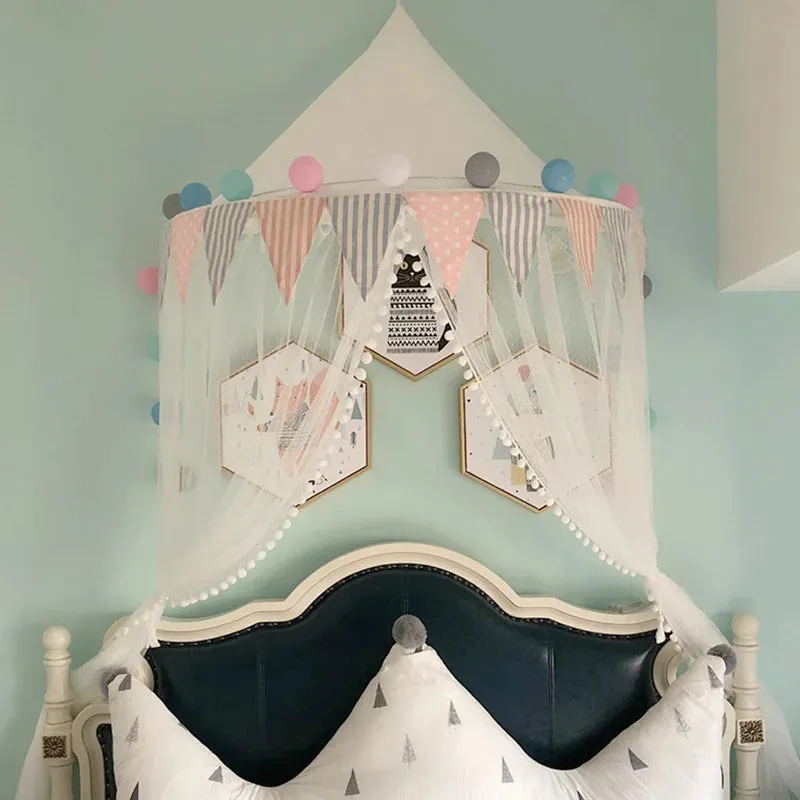 Kids Teepee Tents Children Play House Castle Cotton Foldable Tent Canopy Bed Curtain Baby Crib Netting Girls Boy Room Decoration