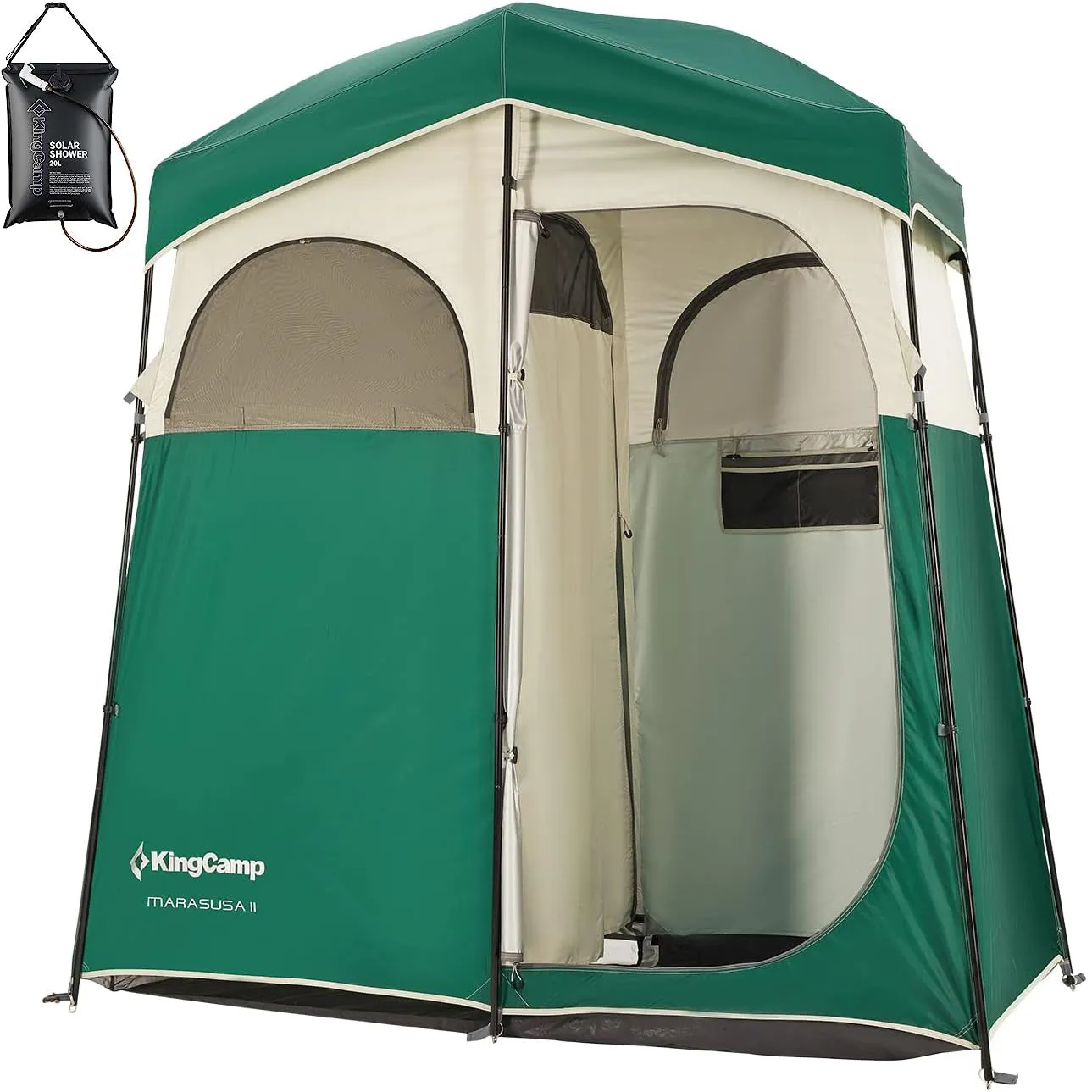 KingCamp Double Room Shower Tent with Solar Shower Set