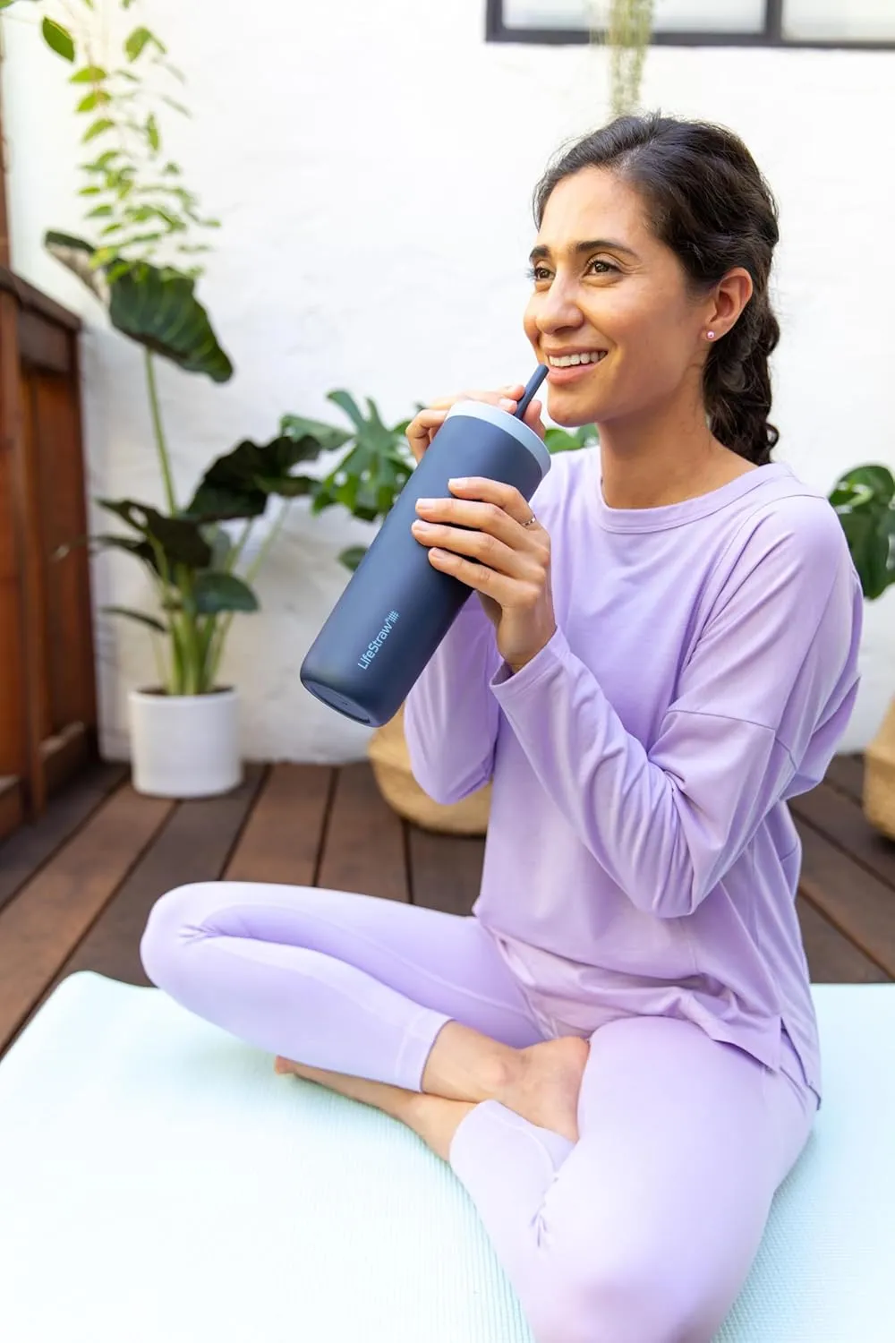 LifeStraw Go Series Tumbler  Double Wall Insulated Stainless Steel Water Filter, Aegean Sea, Designed for Everyday Use, Removes Bacteria, Parasites, Microplastics, and Improves Taste