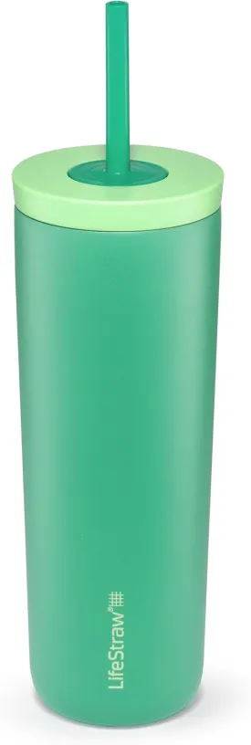 LifeStraw Go Series Tumbler  Double Wall Insulated Stainless Steel Water Filter, Cactus Green, Designed for Everyday Use, Removes Bacteria, Parasites, Microplastics, and Improves Taste