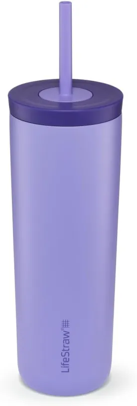 LifeStraw Go Series Tumbler  Double Wall Insulated Stainless Steel Water Filter, Thistle Purple, Designed for Everyday Use, Removes Bacteria, Parasites, Microplastics, and Improves Taste