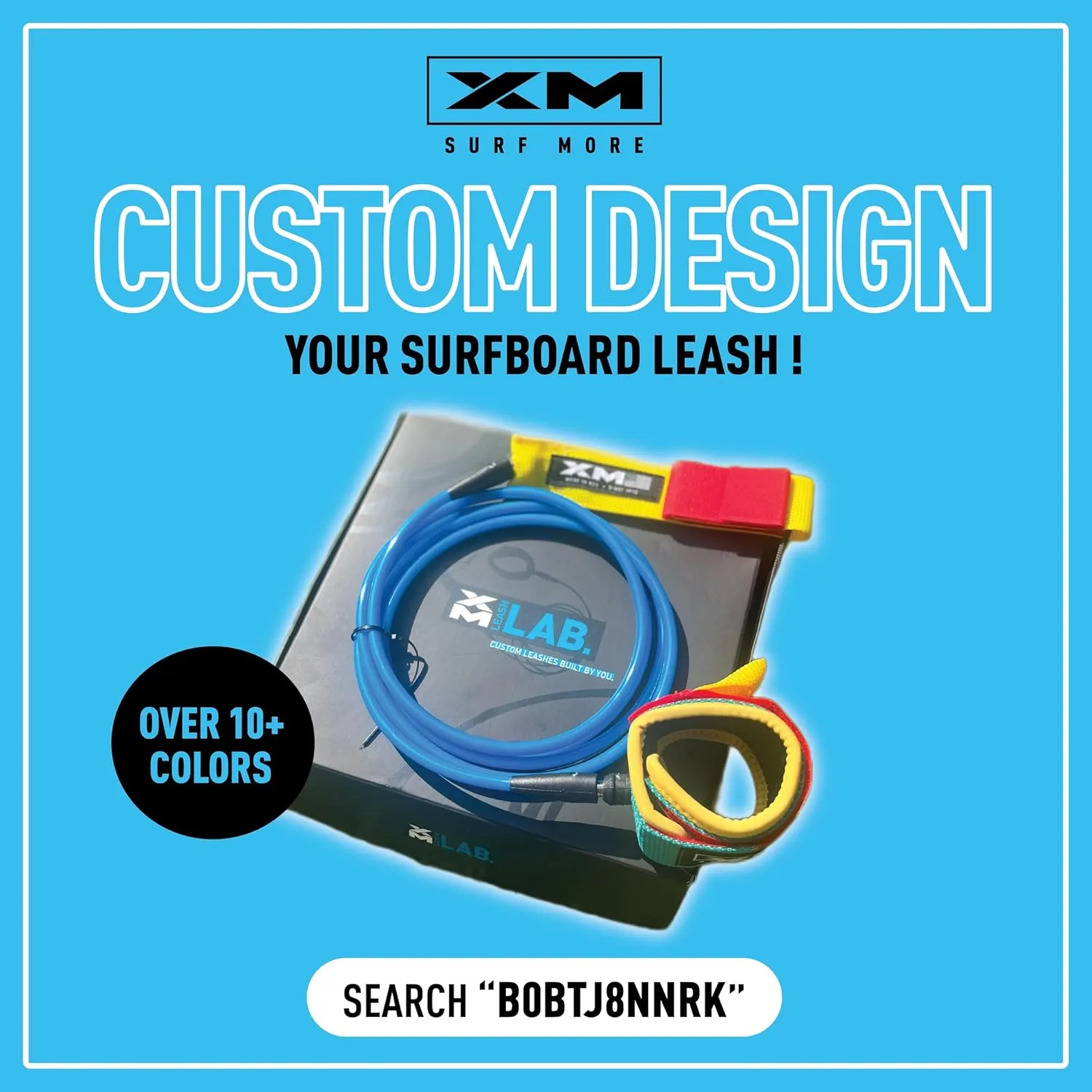 Longneck Surfboard Leash 8ft-10ft, COMP Cord Thickness (.220in), Ideal for Longboards, Maneuver Without Stepping on Cord, Key Pocket, Unbreakable Swivel, Detachable Railsaver, Made in USA