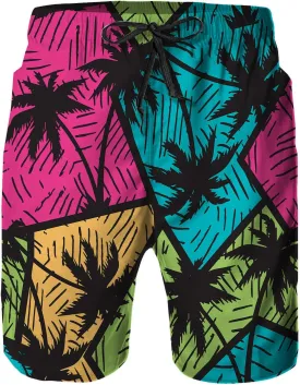 Mens Swim Trunks with Mesh Lining,Quick Dry Big Tall Board Shorts Swimsuit Beach Pants Swimwear Bathing Suits