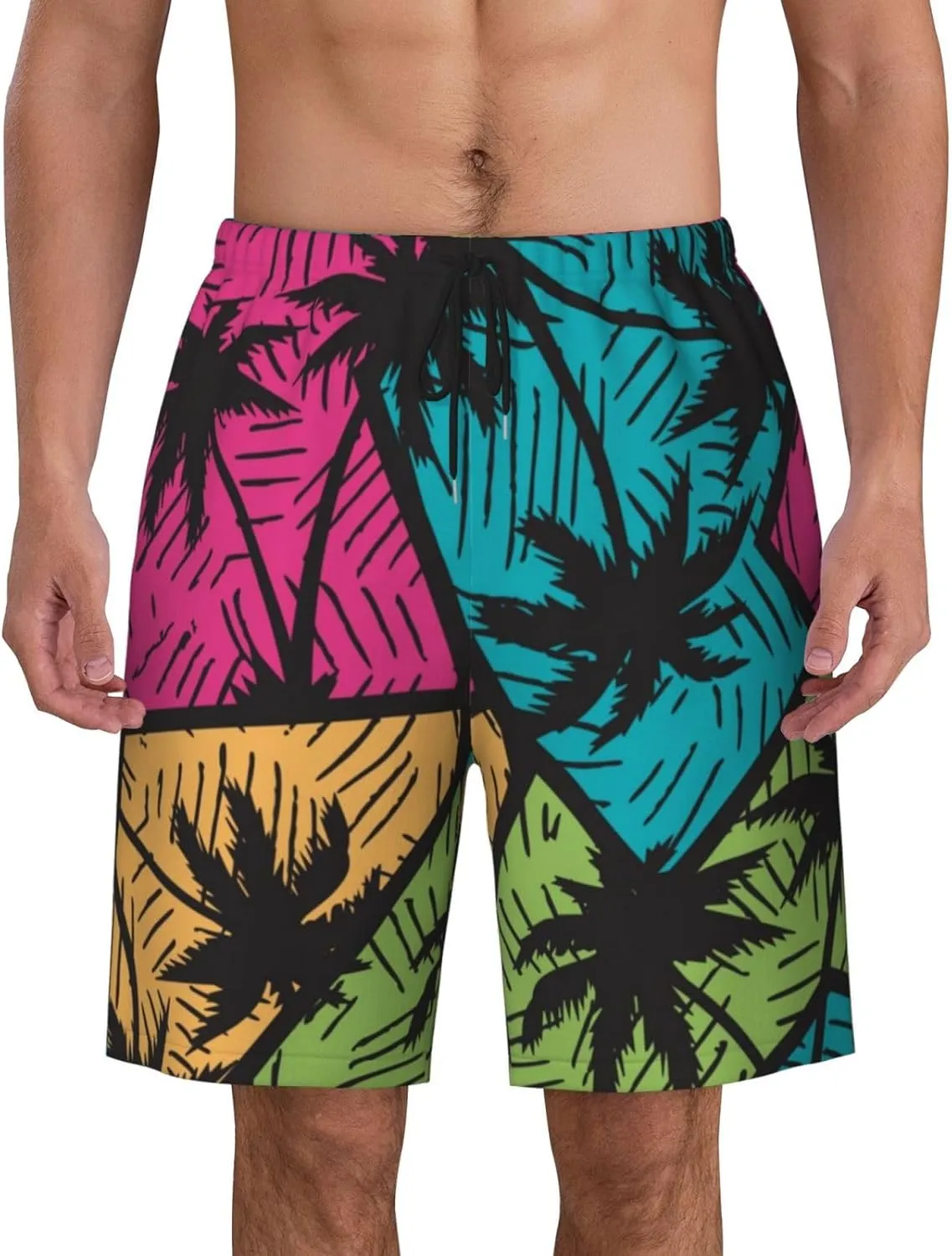 Mens Swim Trunks with Mesh Lining,Quick Dry Big Tall Board Shorts Swimsuit Beach Pants Swimwear Bathing Suits