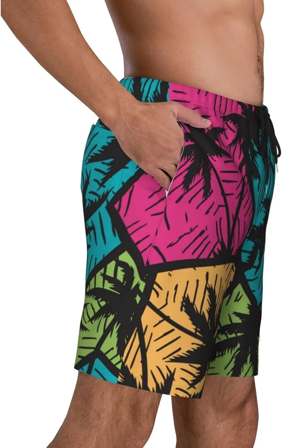 Mens Swim Trunks with Mesh Lining,Quick Dry Big Tall Board Shorts Swimsuit Beach Pants Swimwear Bathing Suits