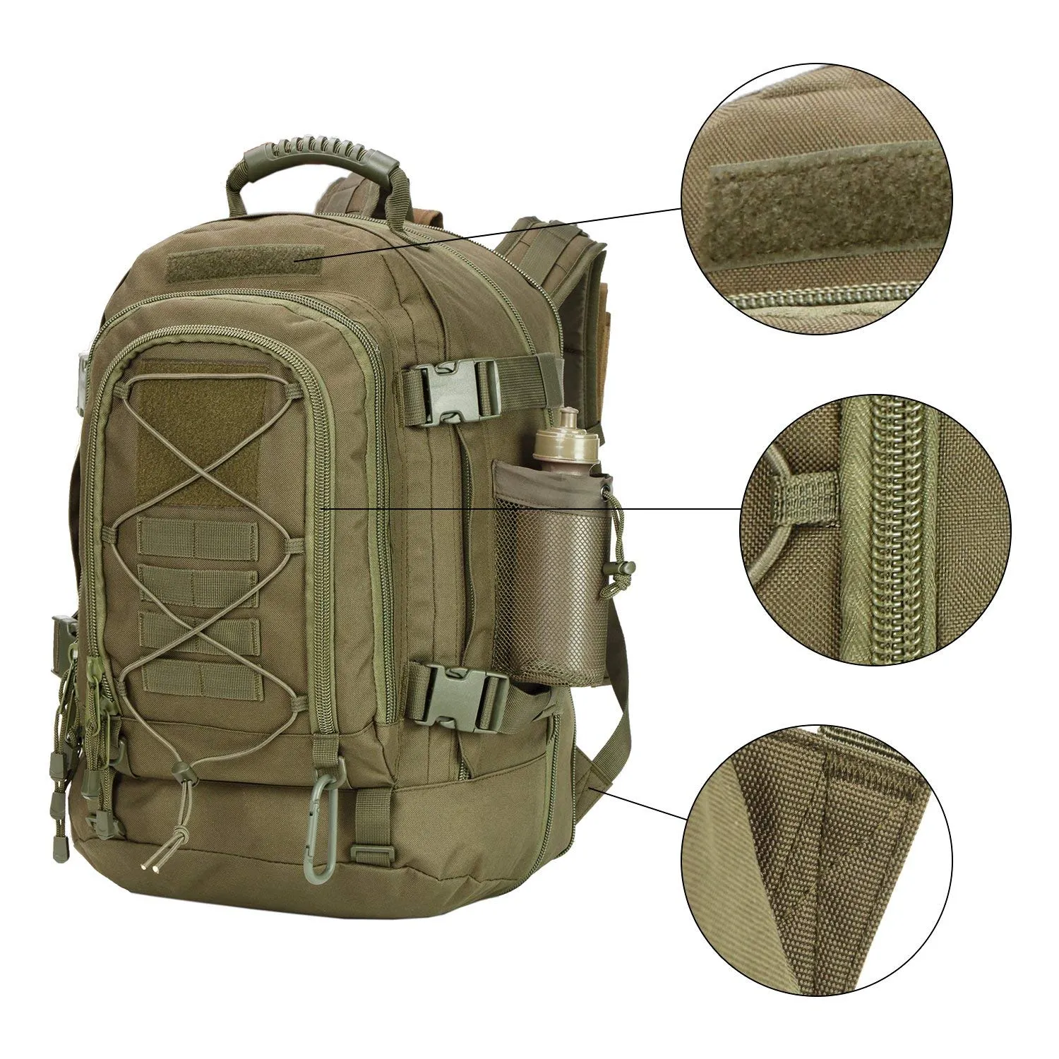 Military Expandable Travel Backpack Tactical Waterproof Work Backpack for Men (o.d.green)
