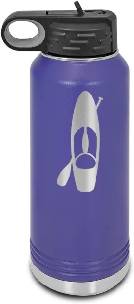 Paddle Board and Paddle Laser Engraved Water Bottle Customizable Polar Camel Stainless Steel with Straw - paddle boarding sticker pabbleboard sup stand up v1 Purple 32 oz