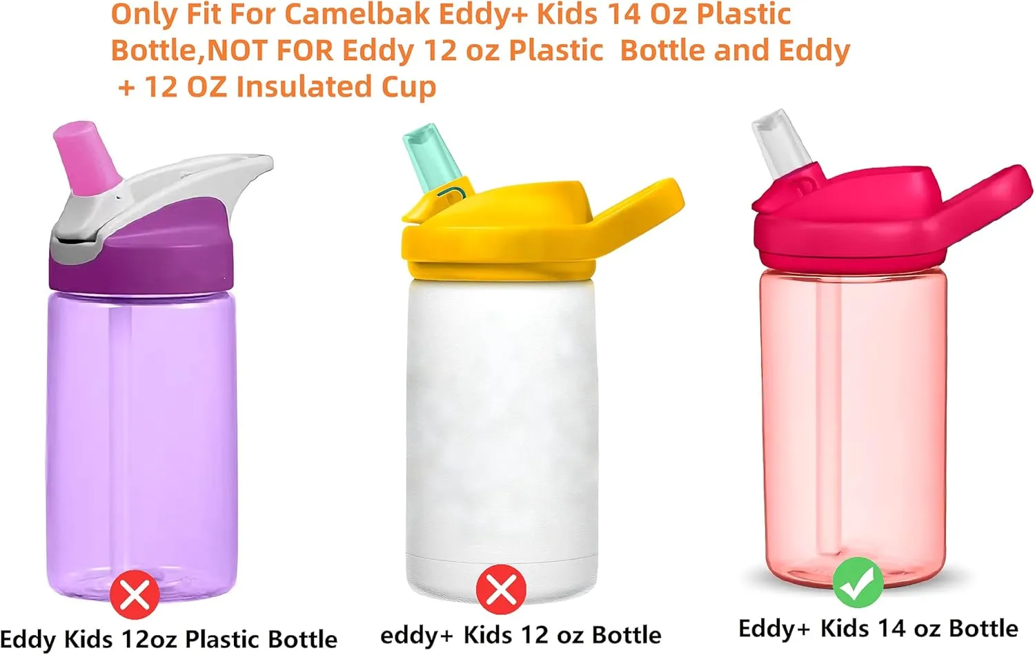 Straws Replacement for CamelBak eddy 14 oz Kids Water Bottle,CamelBak Eddy  Straw Replacements,Accessories Set Include 4 BPA-FREE Straws and 1 Straw Cleaning Brush(14OZ)