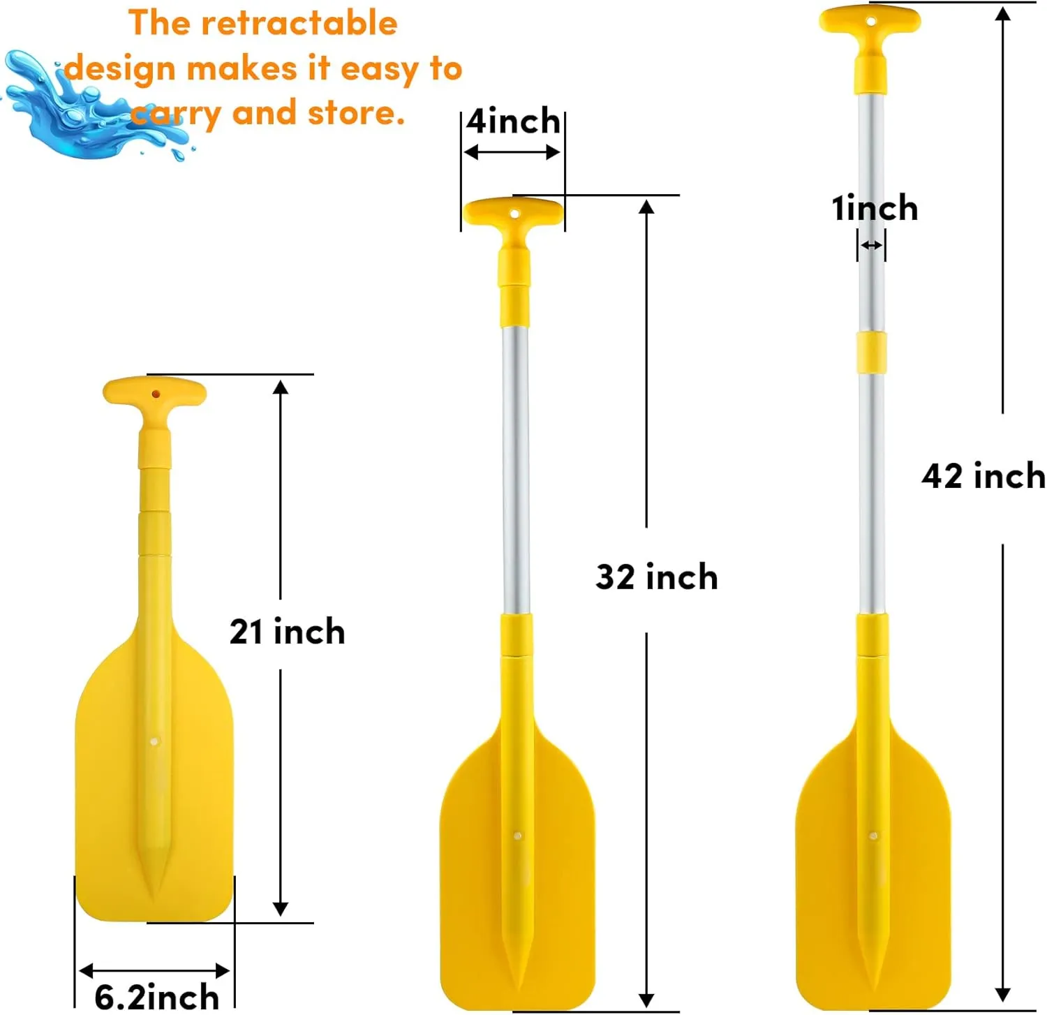 Telescoping Boat Paddle Collapsible Oar for Boat 21'' - 42'', Collapsible Paddle for Boat Kayaking Rafting Jet Ski Canoe Outdoor Kayak Water Sports and Safety Boat Accessories 2 Pack