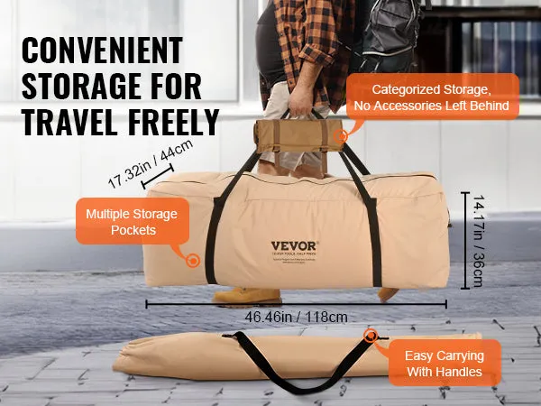 VEVOR 12 Person Canvas Glamping Bell Tent, Breathable Waterproof Large Mongolian Yurt Tent with Stove Jack and Detachable Side Wall for Family Camping, 23'x23'x137"(Diameter 7M)