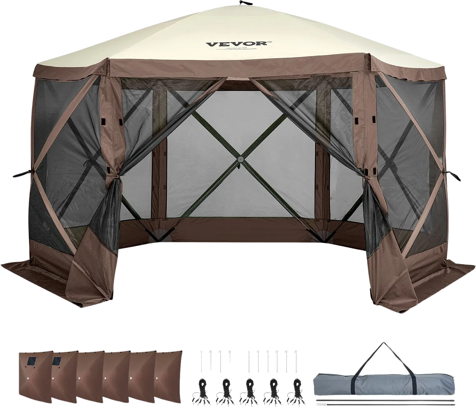 Vevor Pop Up Gazebo Tent 6 Sided Canopy with Privacy Windows 12.5' x 12.5' New