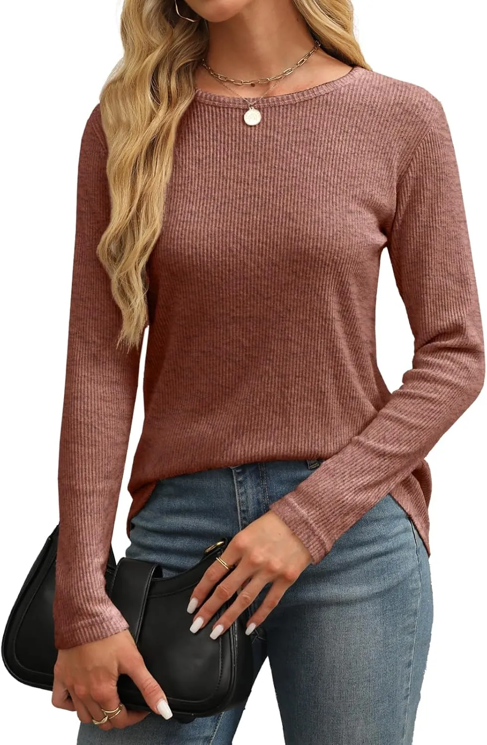 Womens Sweaters Spring Fashion Tops Crew Neck Long Sleeve Shirts Casual Trendy Tunics Clothes S-XXL