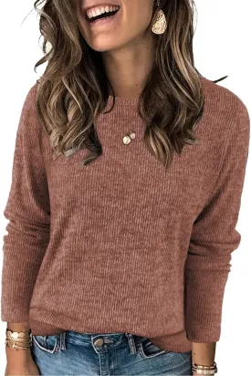 Womens Sweaters Spring Fashion Tops Crew Neck Long Sleeve Shirts Casual Trendy Tunics Clothes S-XXL