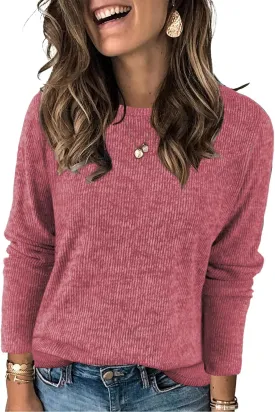 Womens Sweaters Spring Fashion Tops Crew Neck Long Sleeve Shirts Casual Trendy Tunics Clothes S-XXL