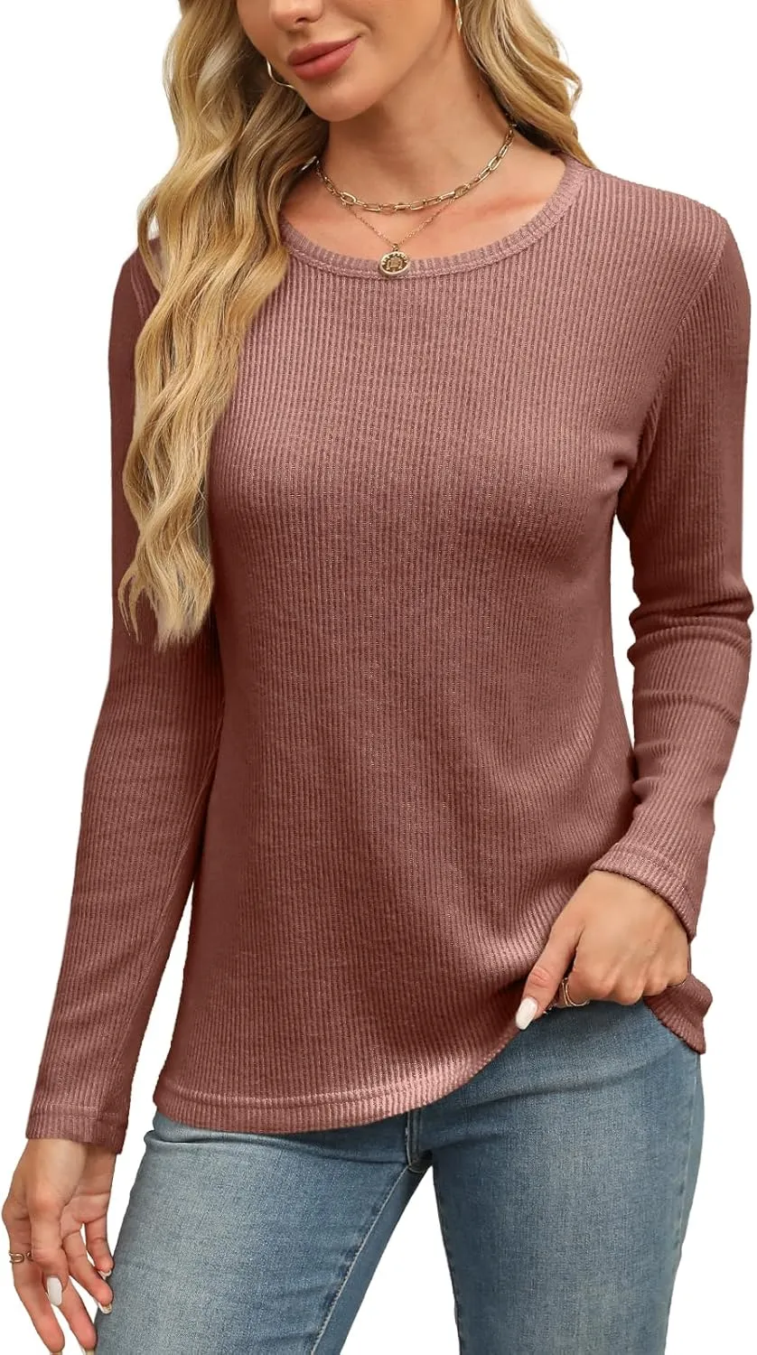 Womens Sweaters Spring Fashion Tops Crew Neck Long Sleeve Shirts Casual Trendy Tunics Clothes S-XXL
